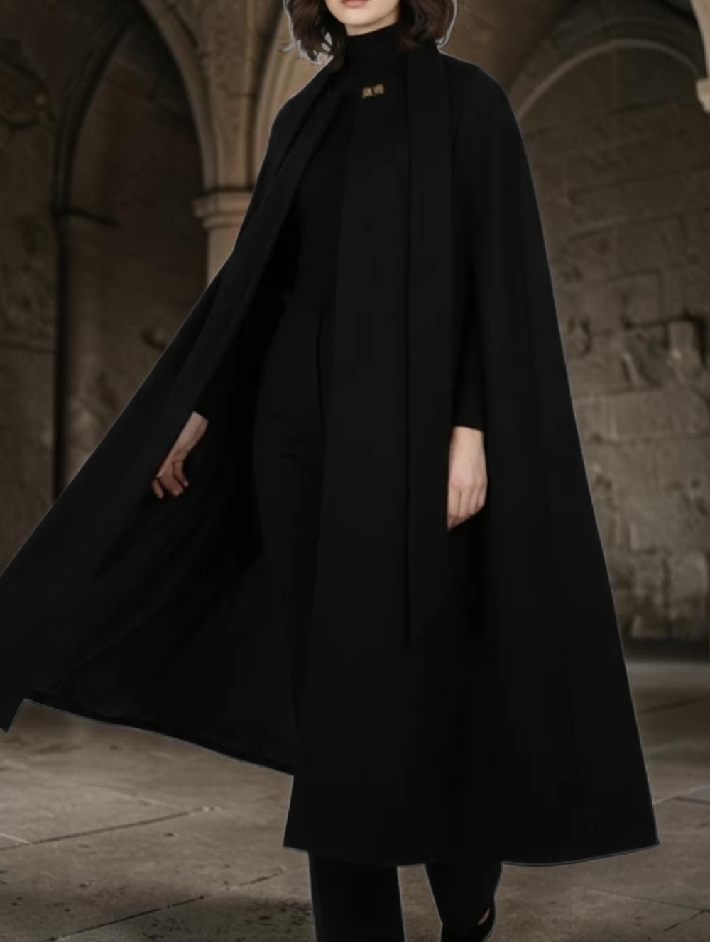 Wellington Fashions Women's Wool Cape Coat Long Drapped Winter Coverup (OnSize)
